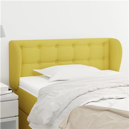 vidaXL Cabeceira de cama c/ abas tecido 93x23x78/88 cm verde