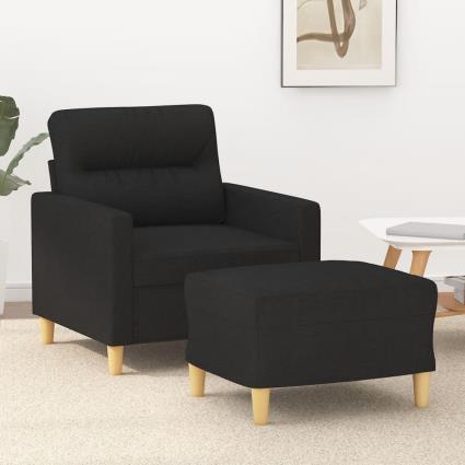 vidaXL Poltrona com apoio de pés 60 cm tecido preto