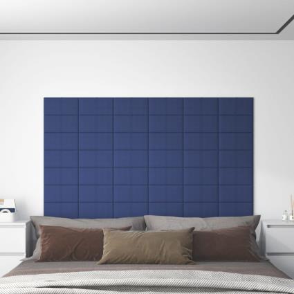 vidaXL Painel de parede 12 pcs 30x15 cm tecido 0,54 m² azul