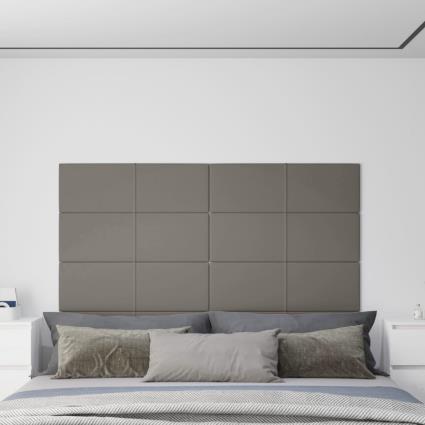 vidaXL Painel de parede 12 pcs 90x30 cm veludo 3,24 m² cinza-claro