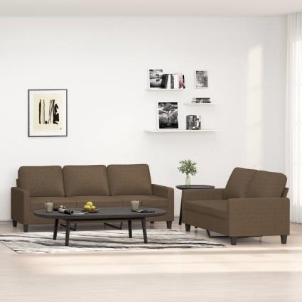 vidaXL 2 pcs conjunto de sofás com almofadões tecido castanho
