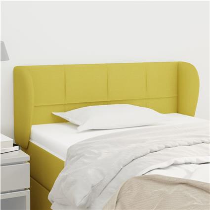 vidaXL Cabeceira de cama c/ abas tecido 103x23x78/88 cm verde