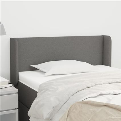 vidaXL Cabeceira de cama c/ abas tecido 83x16x78/88 cm cinzento-escuro