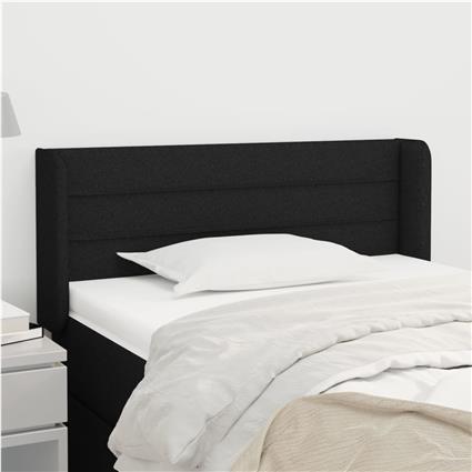 vidaXL Cabeceira de cama c/ abas tecido 83x16x78/88 cm preto