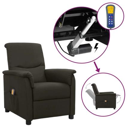 vidaXL Poltrona de massagens elevatória reclinável tecido cinza-acast.