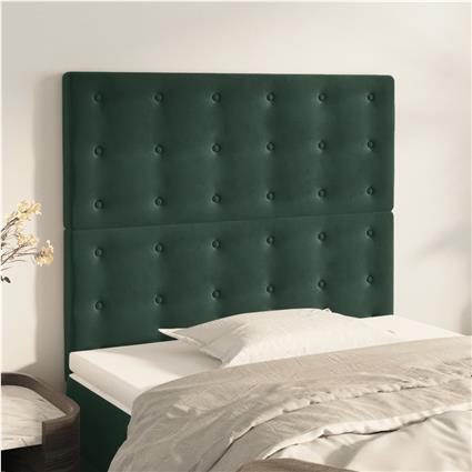 vidaXL Cabeceira de cama 2 pcs veludo 100x5x78/88 cm verde-escuro