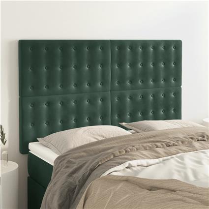 vidaXL Cabeceira de cama 4 pcs veludo 72x5x78/88 cm verde-escuro