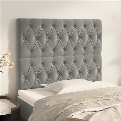 vidaXL Cabeceira de cama 2 pcs veludo 90x7x78/88 cm cinzento-claro