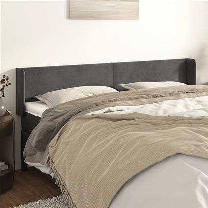 vidaXL Cabeceira de cama c/ abas veludo 163x16x78/88cm cinzento-escuro