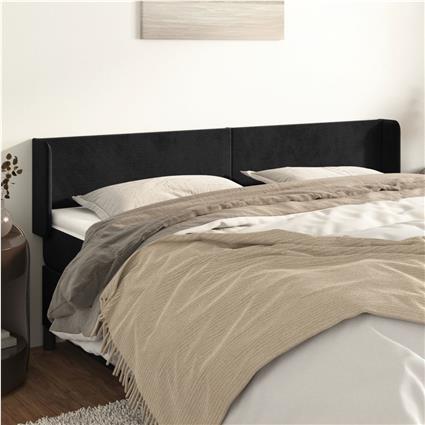 vidaXL Cabeceira de cama c/ abas veludo 203x16x78/88 cm preto