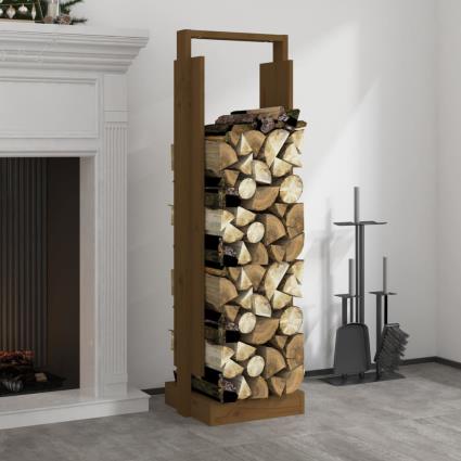vidaXL Suporte de lenha 33,5x30x110 cm pinho maciço castanho mel