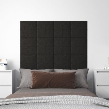 vidaXL Painel de parede 12 pcs 30x30 cm tecido 1,08 m² preto