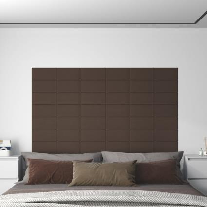 vidaXL Painel de parede 12pcs 60x15cm tecido 1,08 m² cinza-acastanhado