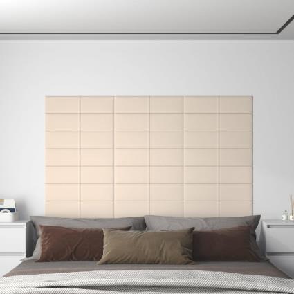 vidaXL Painel de parede 12 pcs 60x15 cm veludo 1,08 m² cor creme