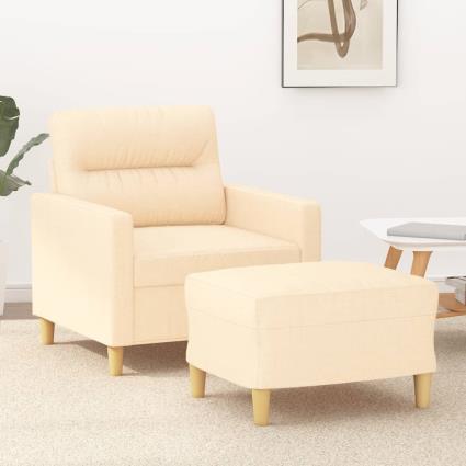 vidaXL Poltrona com apoio de pés 60 cm tecido cor creme