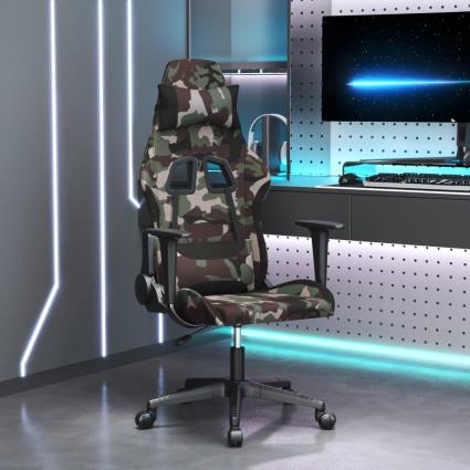 vidaXL Cadeira gaming tecido camuflado e preto