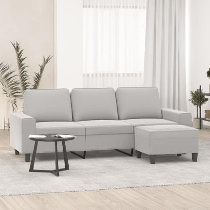 vidaXL Sofá 3 lugares c/ apoio de pés 180 cm microfibra cinza-claro