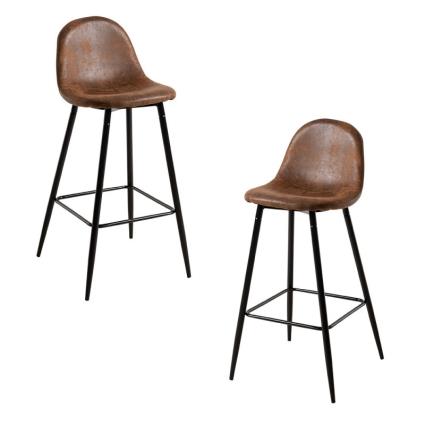 Presentes Miguel - Pack 2 Bancos Black Teok Couro Sintético Marrom Vintage