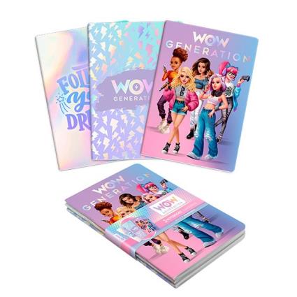 Pacote com 3 Cadernos Wow Generation
