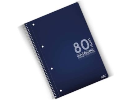 Caderno Espiral Universitário, A4, 80 Folhas, Quadriculado, Azul