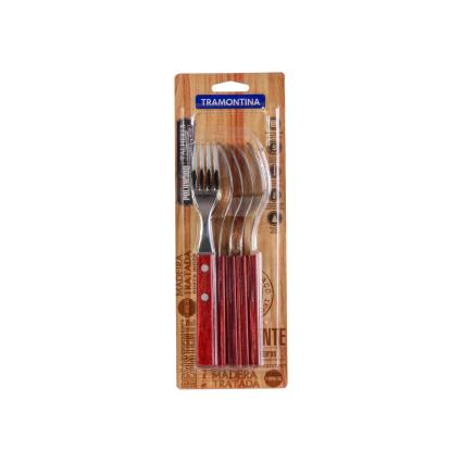 Garfo Mesa Serrilha Cabo Madeira Polywood Pack 6