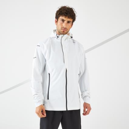 CASACO IMPERMEÁVEL CORTA-VENTO DE CORRIDA HOMEM KIPRUN RAIN+ BRANCO