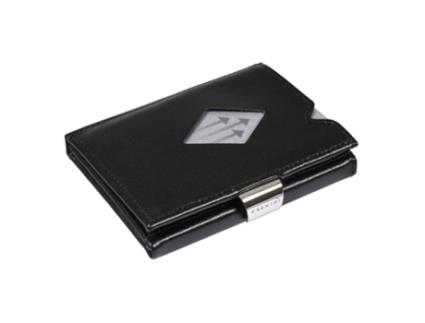 Carteira EXENTRI c/ porta moedas e prote??o RFID Metal e Couro (Preto)