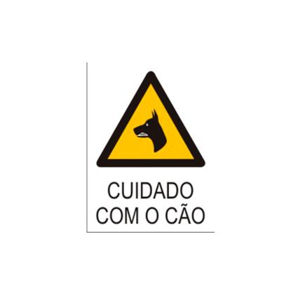 Sinal de Perigo Cuidado com Cão em PVC Opaco
