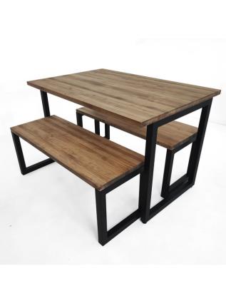 Conjunto Mesa E Bancos Icub Strong 80x120 Preto Efecto Vintage preto UNIQUE
