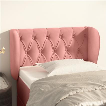 vidaXL Cabeceira de cama c/ abas veludo 83x23x78/88 cm rosa