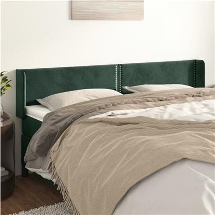 vidaXL Cabeceira de cama c/ abas veludo 183x16x78/88cm verde-escuro