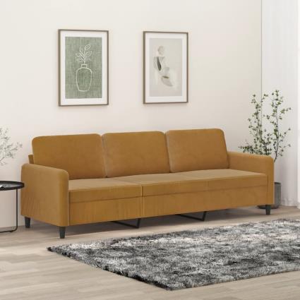 vidaXL Sofá de 3 lugares 210 cm veludo castanho