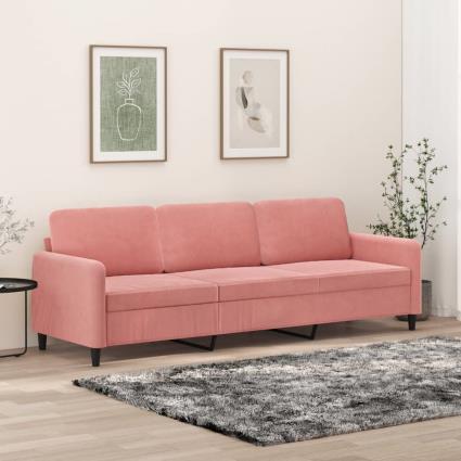 vidaXL Sofá de 3 lugares 210 cm veludo rosa