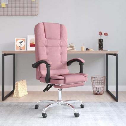 vidaXL Cadeira de massagens reclinável p/ escritório veludo rosa