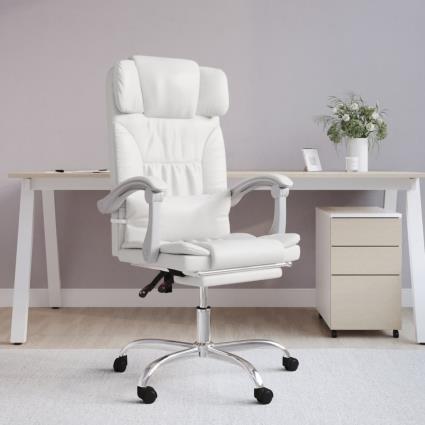 vidaXL Cadeira de escritório reclinável couro artificial branco