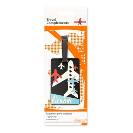 Porta-cartões john travel em borracha com desenho de avião