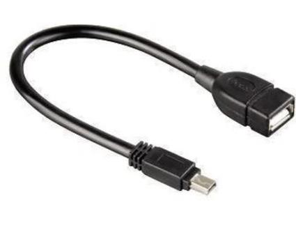 Cabo de Dados HAMA (Mini USB B - USB A - 15 cm - Preto)