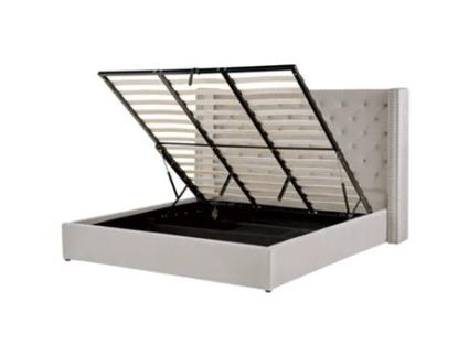 Cama com Armazenamento BELIANI De Veludo Cinzento Claro-Prateado 180 X 200 Cm Lubbon