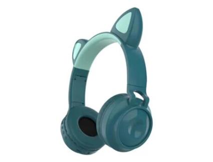 Auscultadores Cat Ear Wireless Headphones Almofadados Almofadados New Sciense Bt-028 Azul