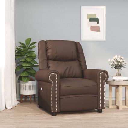 vidaXL Poltrona elevatória couro artificial castanho brilhante