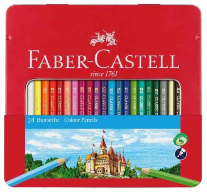 Lapis cor 18cm Faber Castell cx Metalica 24un