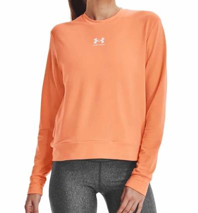 Sudadera Fitness mujer under Armour Rival Terry Crew L Naranja