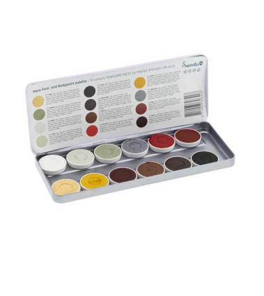 Superstar -  Paleta de 12 Aquacolors para rosto e corpo Fearsome Faces by Matteo Arfanotti