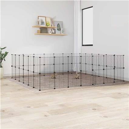 vidaXL Gaiola p/ animais de 52 painéis c/porta 35x35 cm aço preto