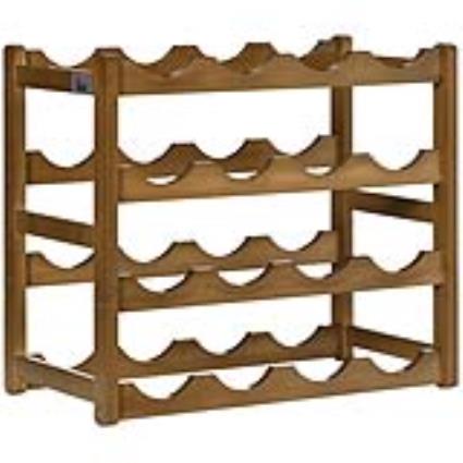 HOMCOM Suporte para 16 Garrafas de Bambu Prateleira para Garrafas de Vinho de 4 Níveis 43x23,5x38cm Marrom   Aosom Portugal