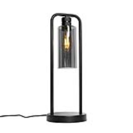 Moderne tafellamp zwart met smoke glas - Stavelot