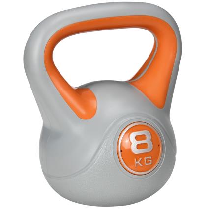 SPORTNOW Kettlebell 8kg Peso Russo com Revestimento de PU e Enchimento de Areia para Treinamento 20x14x24cm Laranja e Cinza   Aosom Portugal