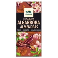 Comprimido de alfarroba bio com amêndoas 70 g - Sol Natural