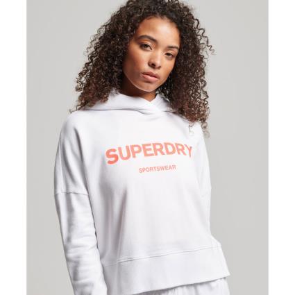Superdry Code Core Sport Crop Box Hoodie Branco XS Mulher