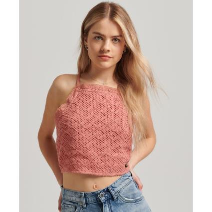 Superdry Vintage Crop Crochet Top Rosa XS Mulher